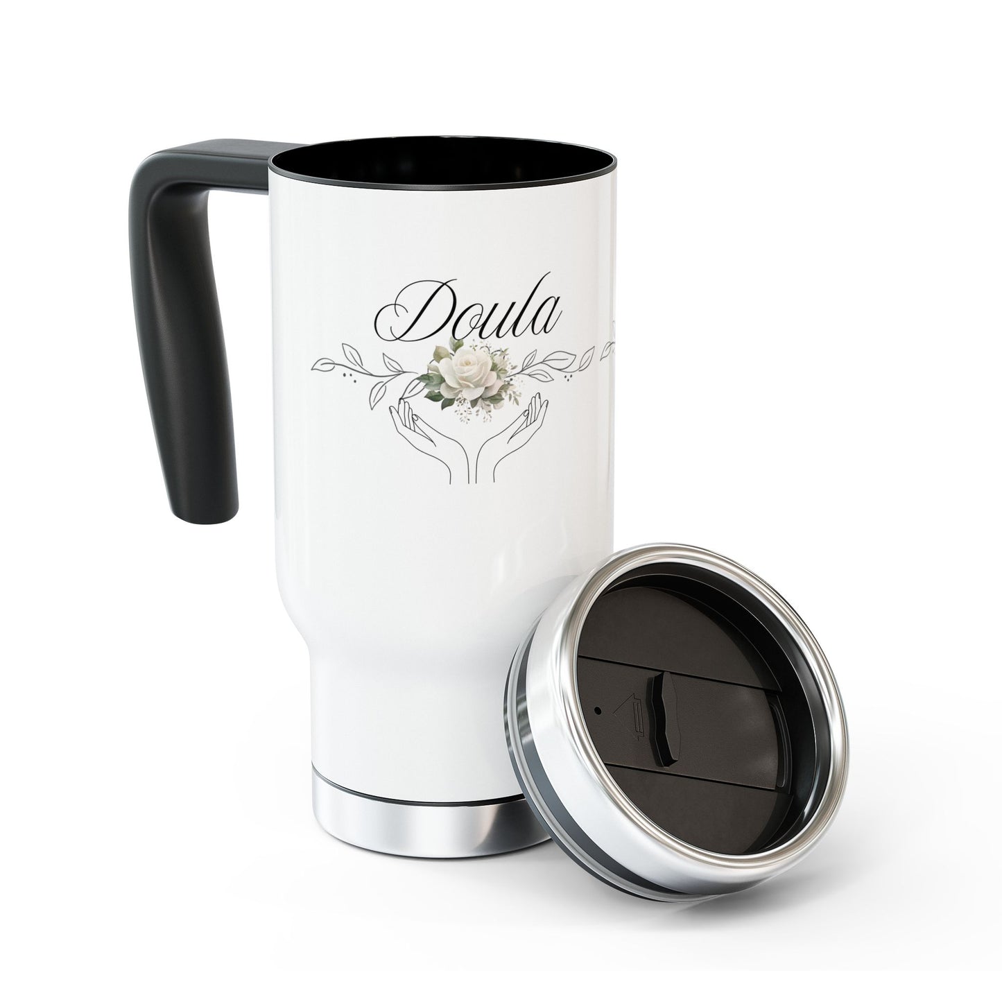 Eden's Fold "Doula" Stainless Steel Travel Mug with Handle, 14oz