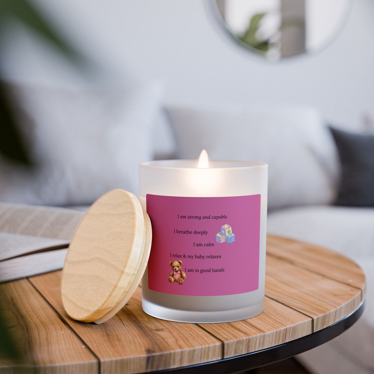 Eden's Fold "Strong and Capable" Frosted Glass Candle, 11oz