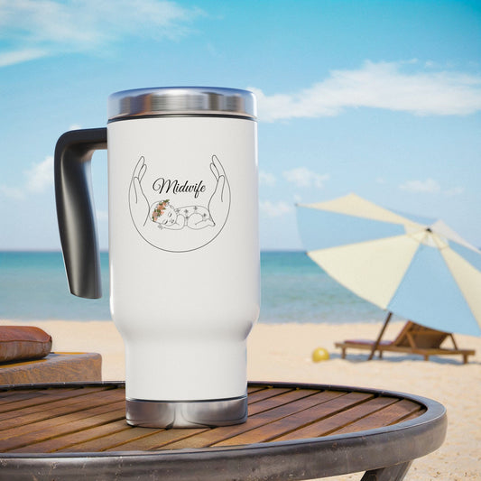 Eden's Fold Stainless Steel "Midwife" Travel Mug with Handle, 14oz